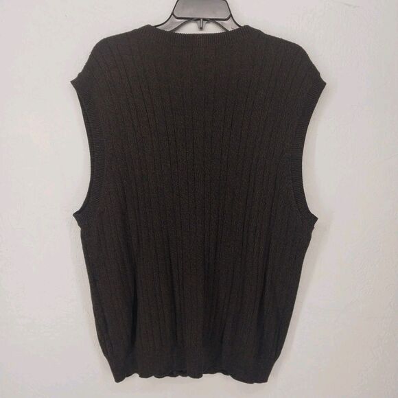 Liberty Sweaters 100% Cotton Green Brown Button Knit Sweater Vest Size XL - Picture 4 of 4